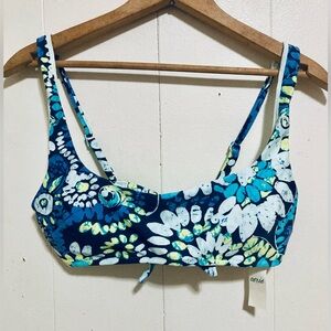 Aerie Floral Scoop Neck Padded Swim Bikini Top Size Medium